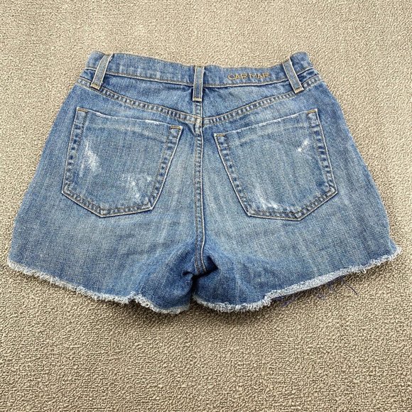 Carmar High Rise Rolled Cuff Jean Shorts Women's 26 Distressed Cotton Denim Blue - Picture 7 of 11